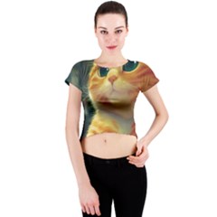 Cute Cat Cat Feline 3d Crew Neck Crop Top by Pakemis