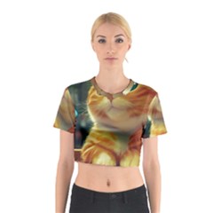 Cute Cat Cat Feline 3d Cotton Crop Top by Pakemis