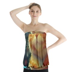 Cute Cat Cat Feline 3d Strapless Top by Pakemis