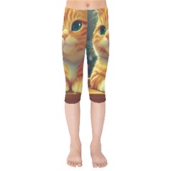 Cute Cat Cat Feline 3d Kids  Capri Leggings 