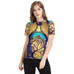 Flask Bottle Tree In A Bottle Perfume Design Women s Short Sleeve Rash Guard by Pakemis