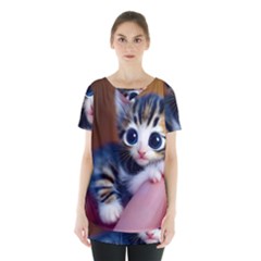 Cute Kitten Kitten Animal Wildlife 3d Skirt Hem Sports Top by Pakemis