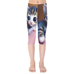 Cute Kitten Kitten Animal Wildlife 3d Kids  Capri Leggings 