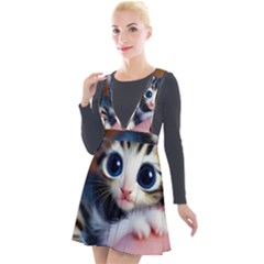 Cute Kitten Kitten Animal Wildlife 3d Plunge Pinafore Velour Dress