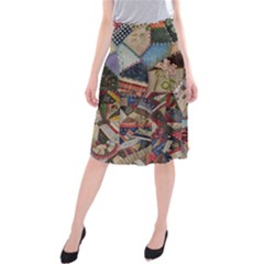 Background Embroidery Pattern Stitches Abstract Midi Beach Skirt by Pakemis