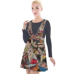 Background Embroidery Pattern Stitches Abstract Plunge Pinafore Velour Dress