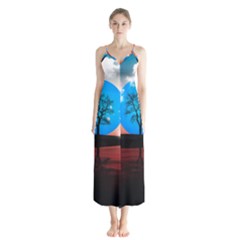 Surreal Fantasy Abstract Art Creativity Horizon Button Up Chiffon Maxi Dress by Pakemis