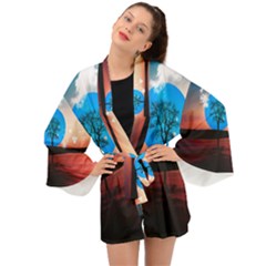 Surreal Fantasy Abstract Art Creativity Horizon Long Sleeve Kimono by Pakemis