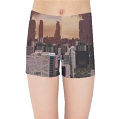 Skyline Skyscrapers Futuristic Sci-fi Panorama Kids  Sports Shorts