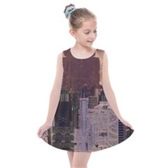 Skyline Skyscrapers Futuristic Sci-fi Panorama Kids  Summer Dress by Pakemis