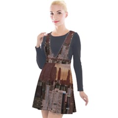 Skyline Skyscrapers Futuristic Sci-fi Panorama Plunge Pinafore Velour Dress