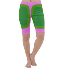 Pink And Green 1105 - Groovy Retro Style Art Cropped Leggings 