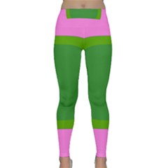 Pink And Green 1105 - Groovy Retro Style Art Classic Yoga Leggings