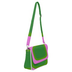 Pink And Green 1105 - Groovy Retro Style Art Shoulder Bag With Back Zipper by KorokStudios