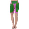 Pink And Green 1105 - Groovy Retro Style Art Kids  Lightweight Velour Cropped Yoga Leggings View4