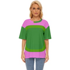 Pink And Green 1105 - Groovy Retro Style Art Oversized Basic Tee