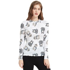 Cute Seamless Pattern With Koala Panda Bear Women s Long Sleeve Rash Guard by Pakemis