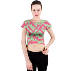 Pattern Ornament Gothic Style Elegant Font Tattoos Crew Neck Crop Top by Pakemis