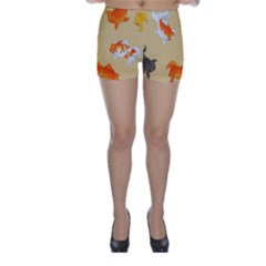 Gold Fish Seamless Pattern Background Skinny Shorts by Pakemis