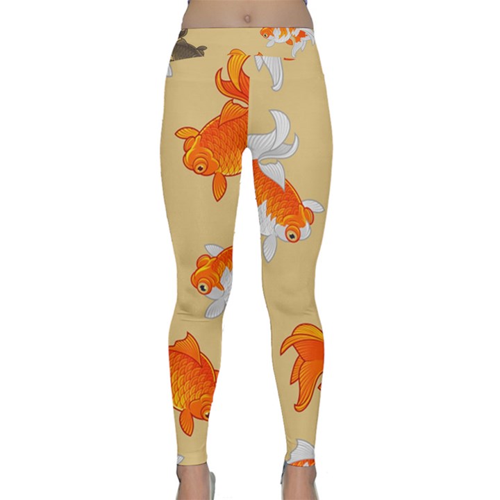 Gold Fish Seamless Pattern Background Classic Yoga Leggings