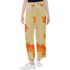 Gold Fish Seamless Pattern Background Women s Pants  by Pakemis