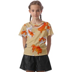 Gold Fish Seamless Pattern Background Kids  Front Cut Tee