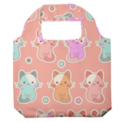 Cute Kawaii Kittens Seamless Pattern Premium Foldable Grocery Recycle Bag by Pakemis