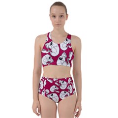 Terrible Frightening Seamless Pattern With Skull Racer Back Bikini Set by Pakemis