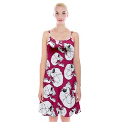 Terrible Frightening Seamless Pattern With Skull Spaghetti Strap Velvet Dress