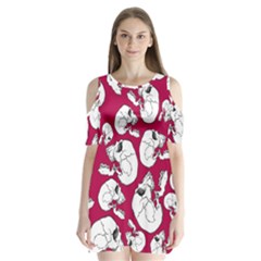 Terrible Frightening Seamless Pattern With Skull Shoulder Cutout Velvet One Piece by Pakemis
