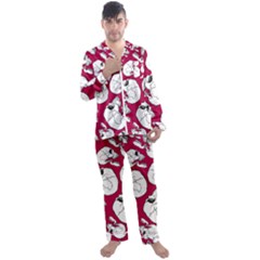 Terrible Frightening Seamless Pattern With Skull Men s Long Sleeve Satin Pajamas Set by Pakemis