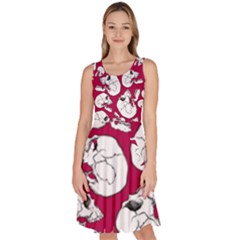 Terrible Frightening Seamless Pattern With Skull Knee Length Skater Dress With Pockets by Pakemis