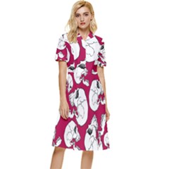 Terrible Frightening Seamless Pattern With Skull Button Top Knee Length Dress by Pakemis