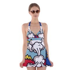 Rays Smoke Pop Art Style Vector Illustration Halter Dress Swimsuit  by Pakemis