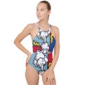 Rays Smoke Pop Art Style Vector Illustration High Neck One Piece Swimsuit View1