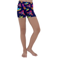 Space Pattern Kids  Lightweight Velour Yoga Shorts by Pakemis