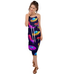 Space Pattern Waist Tie Cover Up Chiffon Dress