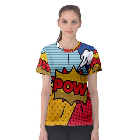 Pow Word Pop Art Style Expression Vector Women s Sport Mesh Tee by Pakemis