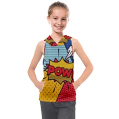 Pow Word Pop Art Style Expression Vector Kids  Sleeveless Hoodie by Pakemis