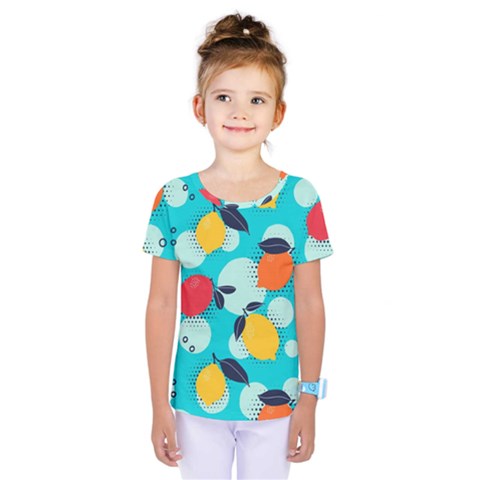 Pop Art Style Citrus Seamless Pattern Kids  One Piece Tee by Pakemis