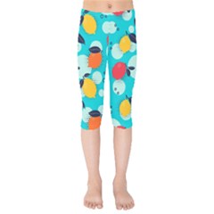 Pop Art Style Citrus Seamless Pattern Kids  Capri Leggings 