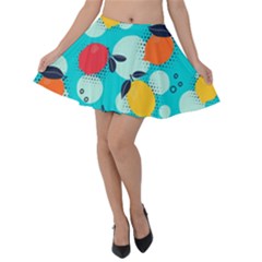 Pop Art Style Citrus Seamless Pattern Velvet Skater Skirt by Pakemis