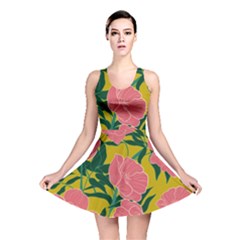 Pink Flower Seamless Pattern Reversible Skater Dress by Pakemis