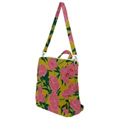 Pink Flower Seamless Pattern Crossbody Backpack by Pakemis