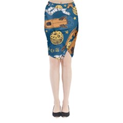 Missile Pattern Midi Wrap Pencil Skirt