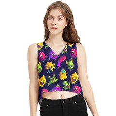 Space Patterns V-neck Cropped Tank Top