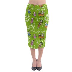 Seamless Pattern With Kids Midi Pencil Skirt by Pakemis