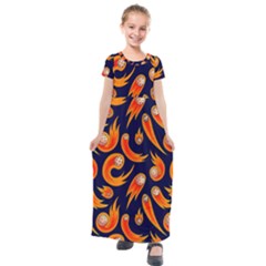 Space Patterns Pattern Kids  Short Sleeve Maxi Dress by Pakemis