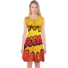 Explosion Boom Pop Art Style Capsleeve Midi Dress by Pakemis