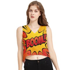 Explosion Boom Pop Art Style V-neck Cropped Tank Top